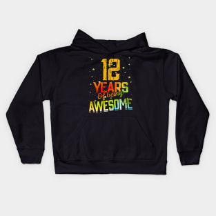 12th Anniversary Gift Vintage Retro 12 Years Of Being Awesome Gifts Funny 12 Years Birthday Men Women Kids Hoodie